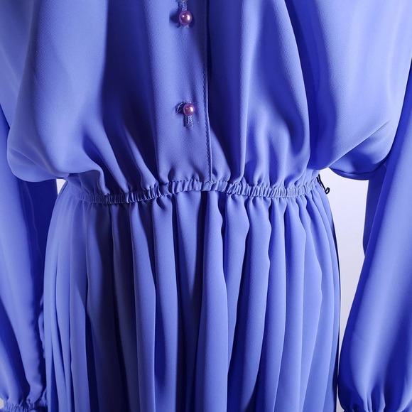 Vintage Jo Hanna York Polyester Ruffle Trimmed Dress 18 L Periwinkle Blue - Picture 3 of 15